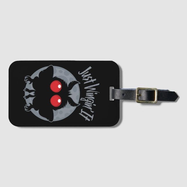 Just Wingin' It Mothman Mischief Luggage Tag (Front Horizontal)