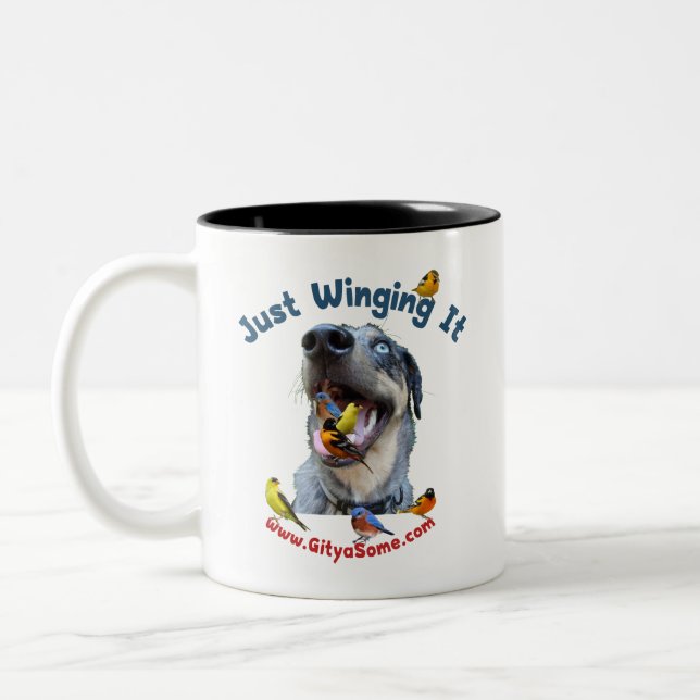 Just Winging It Bird Dog Two-Tone Coffee Mug (Left)