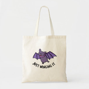 Just Winging It Cute Bat Pun Tote Bag