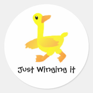 Just winging it Duck Humour Classic Round Sticker