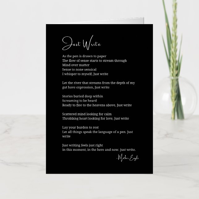 Just write inspirational poem poetry  foil greeting card (Front)