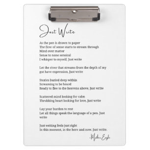  Just write inspirational poem poetry wall poster  Clipboard