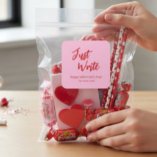 Just Write Valentine Pink Red Custom Square Sticker