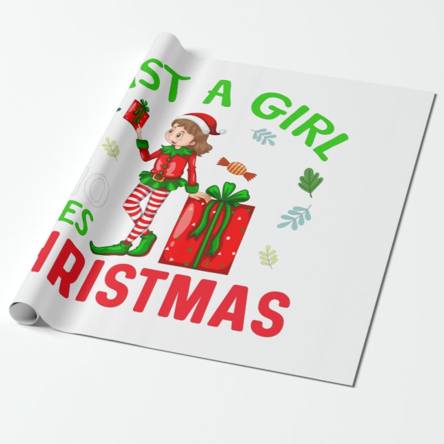 'JUSTA GIRL WHO LOVES CHRISTMAS" WRAPPING PAPER (Unrolled)