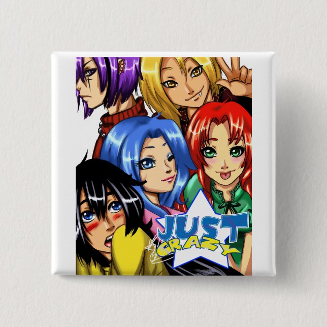 justcrazy group 15 cm square badge (Front)