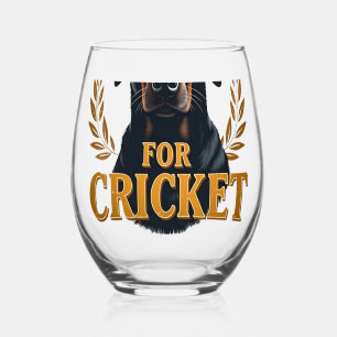 Justice For Cricket Vintage Dog Memorial Typograph Stemless Wine Glass