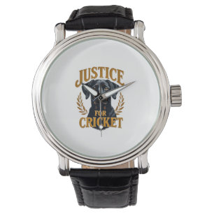 Justice For Cricket Vintage Dog Memorial Typograph Watch