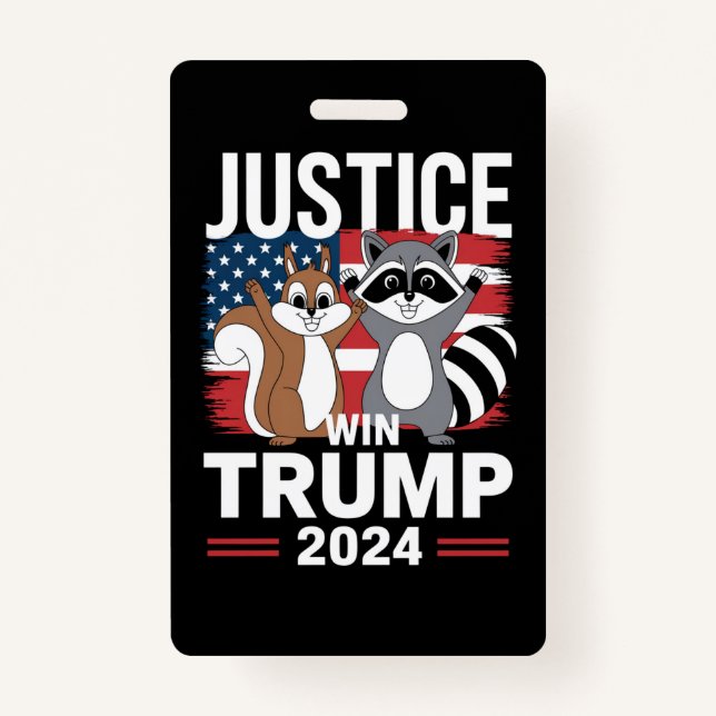 Justice For Peanut Win Trump 2024 ID Badge (Front)