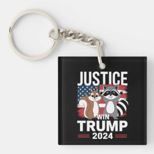 Justice For Peanut Win Trump 2024 Key Ring