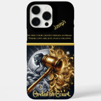 Justice: Golden Gavel on Polished Base