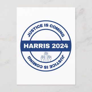 Justice is Coming | Kamala harris Walz Election Postcard