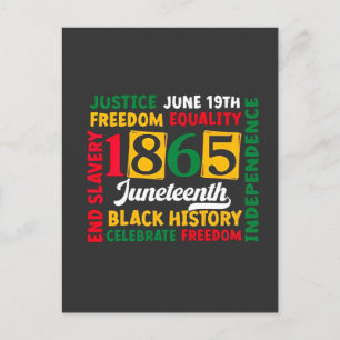 Justice June 19th Freedom Equality 1865 Invitation Postcard