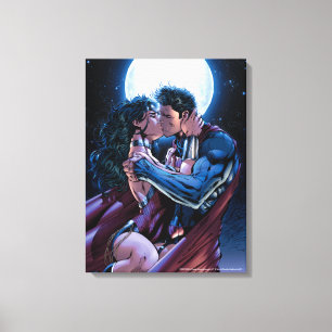 Justice League #12 Wonder Woman & Superman Kiss Canvas Print