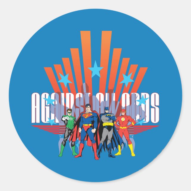Justice League "Against All Odds" Classic Round Sticker (Front)