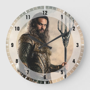 Justice League Aquaman On Battlefield Large Clock
