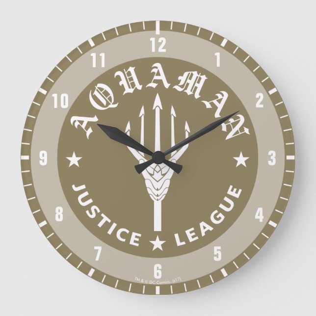 Justice League | Aquaman Retro Trident Emblem Large Clock (Front)