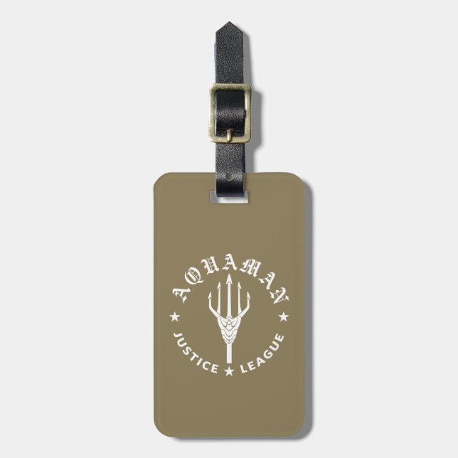 Justice League | Aquaman Retro Trident Emblem Luggage Tag (Front Vertical)