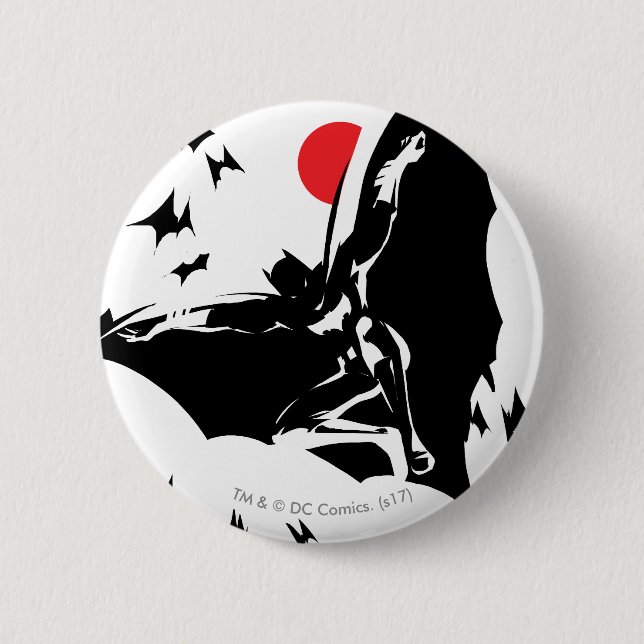 Justice League | Batman in Cloud of Bats Pop Art 6 Cm Round Badge (Front)