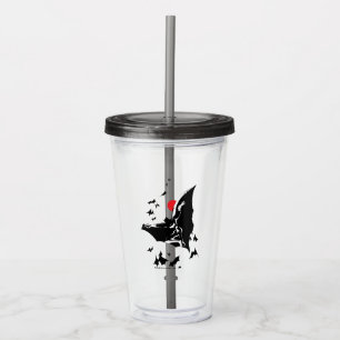 Justice League   Batman in Cloud of Bats Pop Art Acrylic Tumbler