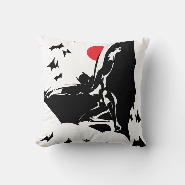 Justice League | Batman in Cloud of Bats Pop Art Cushion (Front)