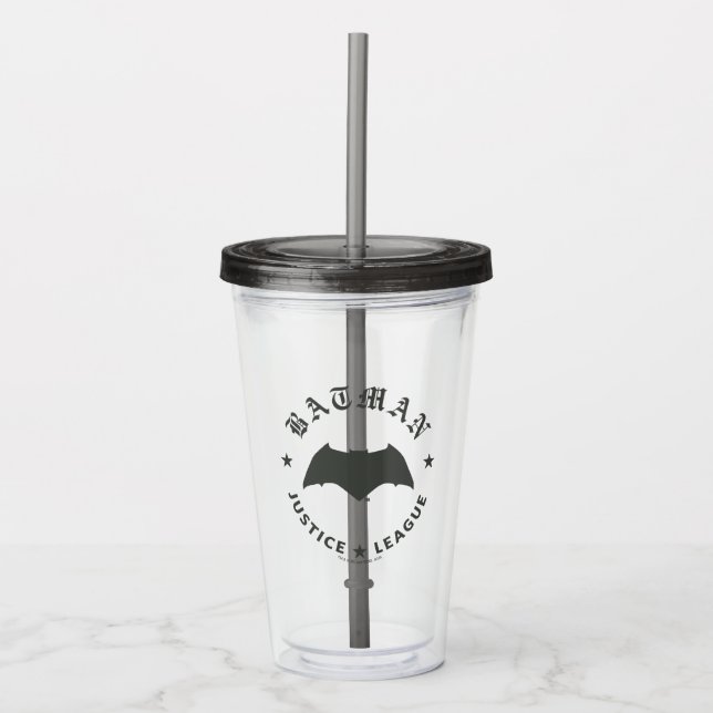 Justice League | Batman Retro Bat Emblem Acrylic Tumbler (Front)