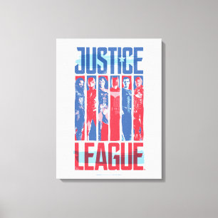 Justice League Blue & Red Group Pop Art Canvas Print