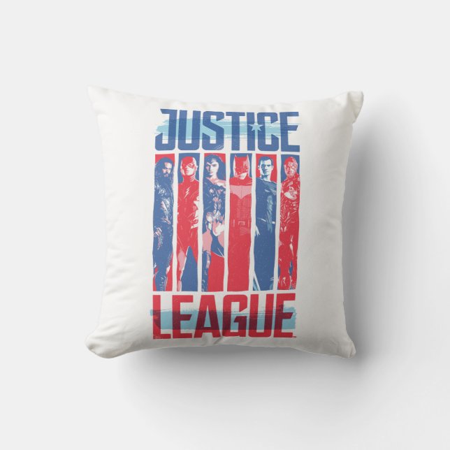 Justice League | Blue & Red Group Pop Art Cushion (Front)