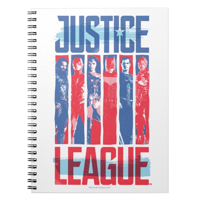 Justice League | Blue & Red Group Pop Art Notebook (Front)