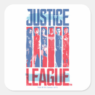 Justice League   Blue & Red Group Pop Art Square Sticker