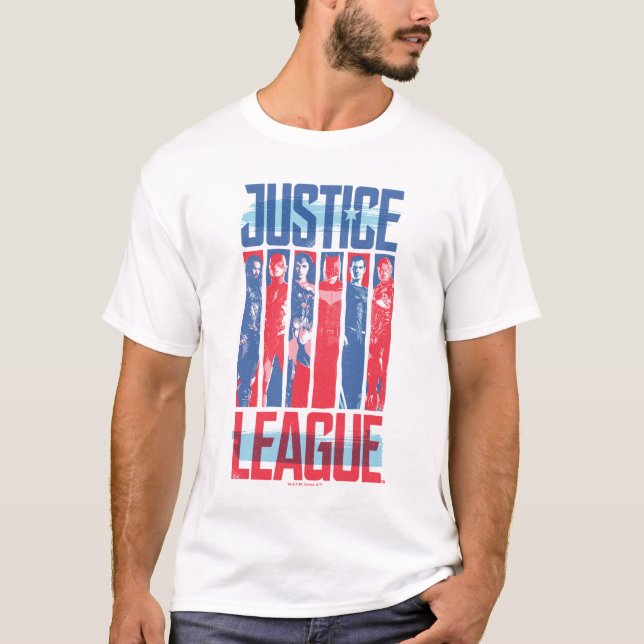 Justice League | Blue & Red Group Pop Art T-Shirt (Front)
