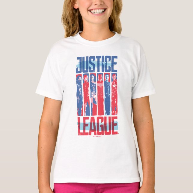 Justice League | Blue & Red Group Pop Art T-Shirt (Front)