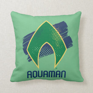 Justice League   Brush & Halftone Aquaman Symbol Cushion