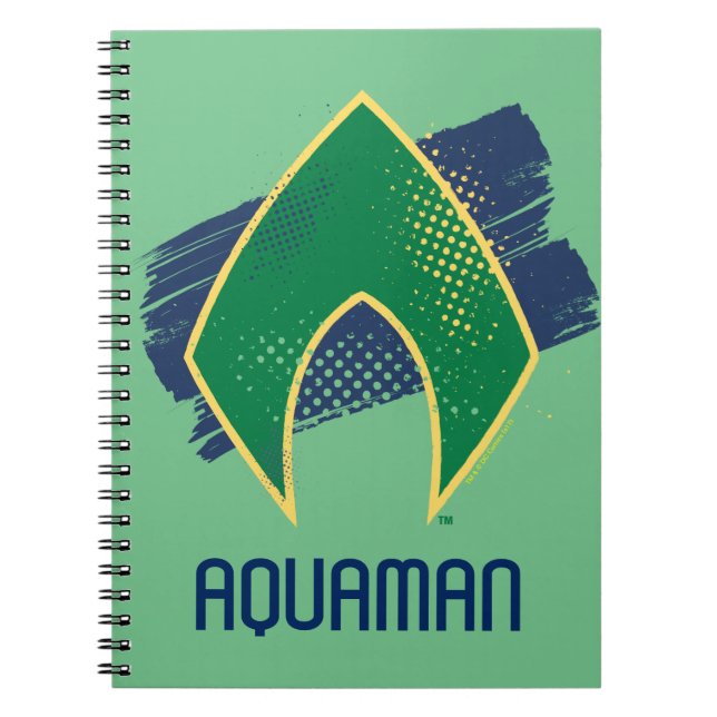 Justice League | Brush & Halftone Aquaman Symbol Notebook (Front)