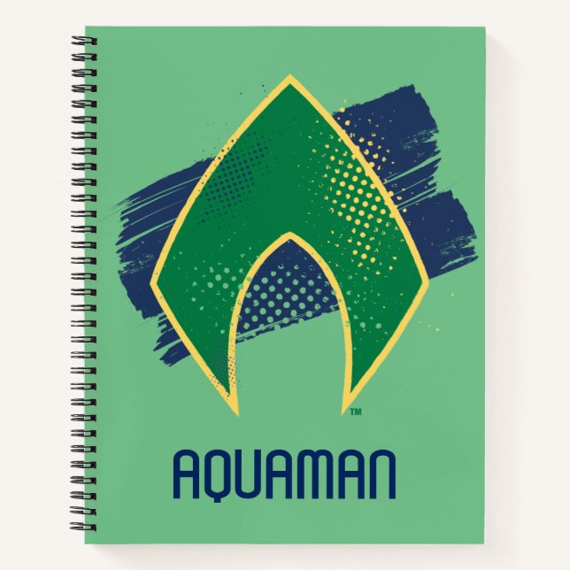 Justice League | Brush & Halftone Aquaman Symbol Notebook (Front)