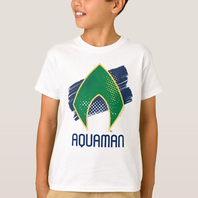 Justice League | Brush & Halftone Aquaman Symbol T-Shirt (Front)