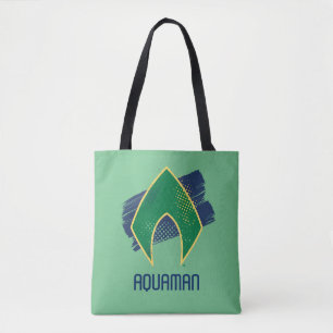 Justice League Brush & Halftone Aquaman Symbol Tote Bag