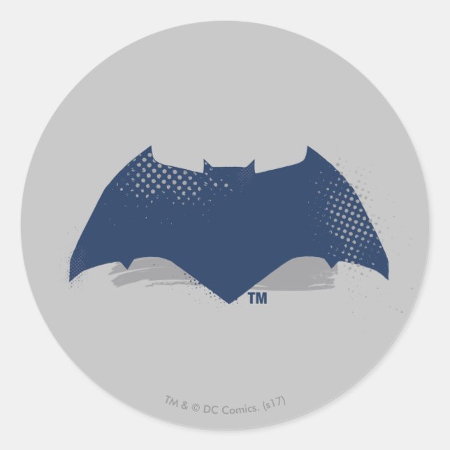 Justice League | Brush & Halftone Batman Symbol Classic Round Sticker (Front)