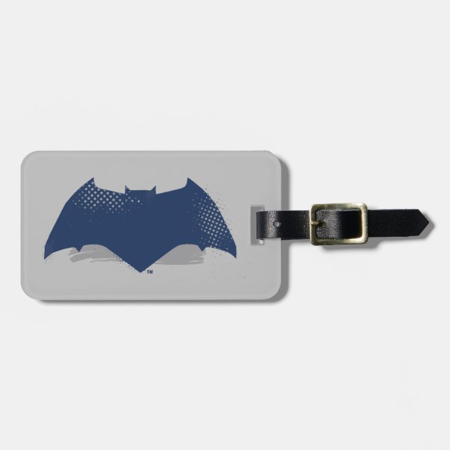 Justice League | Brush & Halftone Batman Symbol Luggage Tag (Front Horizontal)