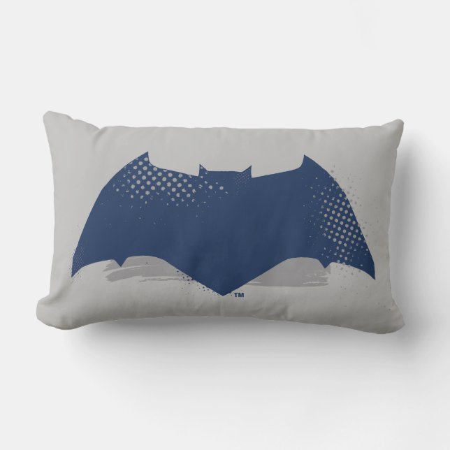 Justice League | Brush & Halftone Batman Symbol Lumbar Cushion (Front)