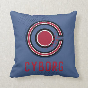 Justice League Brush & Halftone Cyborg Symbol Cushion