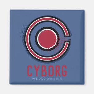 Justice League Brush & Halftone Cyborg Symbol Magnet