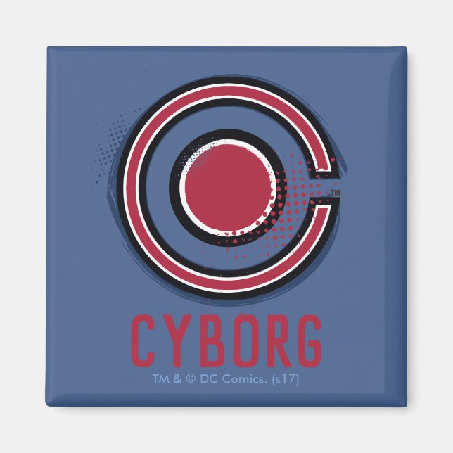 Justice League | Brush & Halftone Cyborg Symbol Magnet (Front)