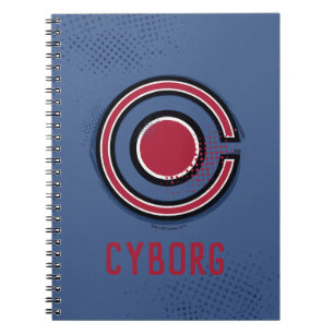 Justice League Brush & Halftone Cyborg Symbol Notebook