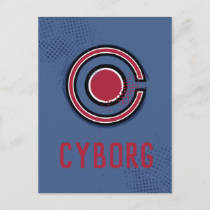 Justice League Brush & Halftone Cyborg Symbol Postcard
