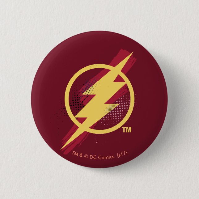 Justice League | Brush & Halftone Flash Symbol 6 Cm Round Badge (Front)