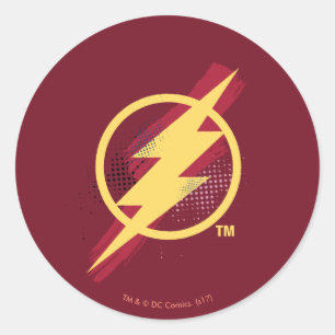 Justice League   Brush & Halftone Flash Symbol Classic Round Sticker