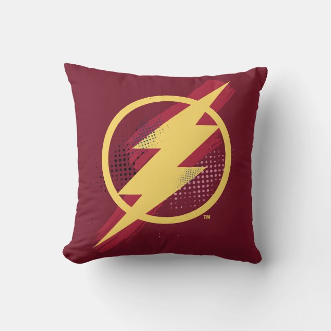 Justice League | Brush & Halftone Flash Symbol Cushion (Front)