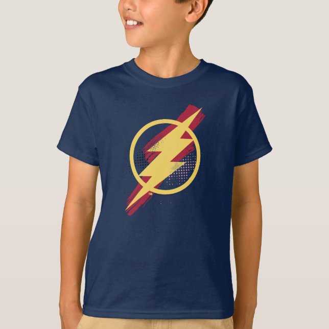 Justice League | Brush & Halftone Flash Symbol T-Shirt (Front)