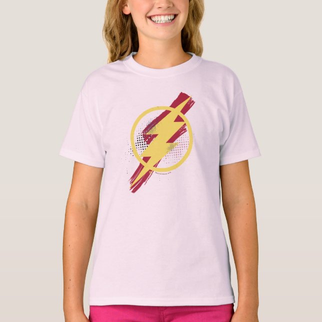 Justice League | Brush & Halftone Flash Symbol T-Shirt (Front)