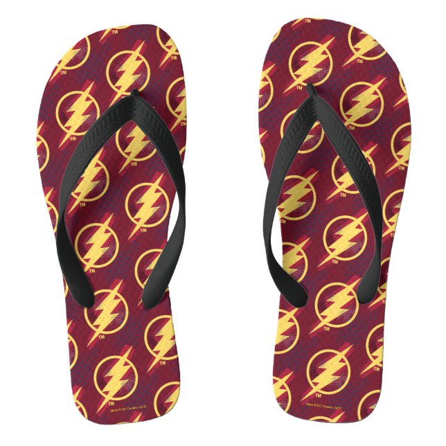 Justice League | Brush & Halftone Flash Symbol Thongs (Footbed)